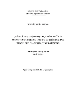 Quản Lý Hoạt Động Dạy Học Môn Ngữ Văn Tại Trường Trung