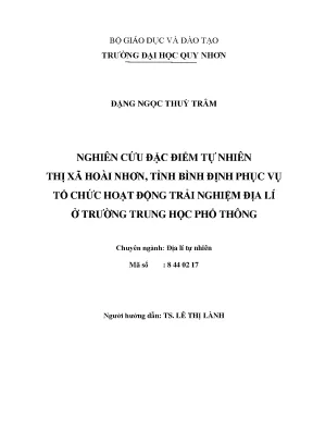 Nghiên Cứu Đặc Điểm Tự Nhiên Thị Xã Hoài Nhơn, Bình Định 