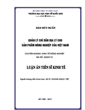 Quản lý chỉ dẫn địa lý cho sản phẩm nông nghiệp Việt