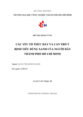 Yếu Tố Ảnh Hưởng Đến Ý Định Tiêu Dùng Xanh Tại Thành Phố