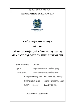 Nâng Cao Hiệu Quả Quản Trị Mua Hàng Tại Công Ty TNHH 