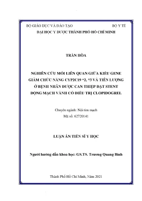 Nghiên Cứu Mối Liên Quan Giữa Kiểu Gene CYP2C19 và Tiên