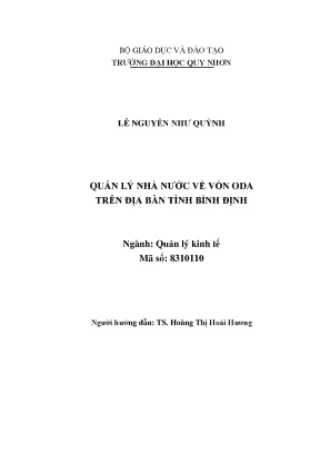 Quản Lý Nhà Nước Về Vốn ODA Tại Tỉnh Bình Định: Thực