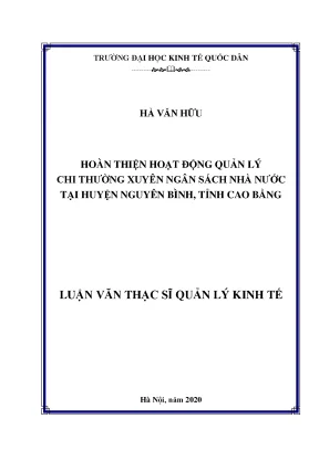 Hoàn thiện quản lý chi ngân sách nhà nước tại huyện