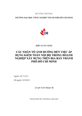 Những Nhân Tố Ảnh Hưởng Đến Kiểm Toán Nội Bộ Trong Doanh