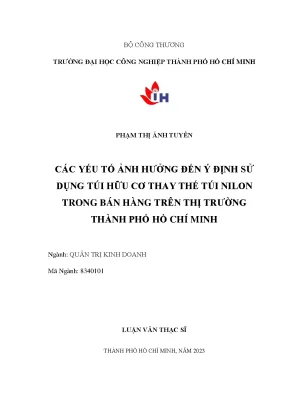 Yếu Tố Ảnh Hưởng Đến Ý Định Sử Dụng Túi Hữu Cơ Tại TP.