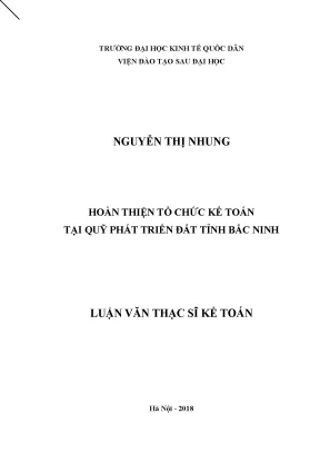 Hoàn thiện tổ chức kế toán tại Quỹ Phát triển đất tỉnh