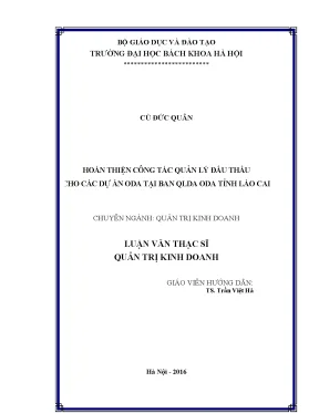 Hoàn thiện quản lý đấu thầu ODA tại Lào Cai