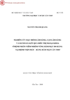 Nghiên Cứu Viêm Nhiễm Vùng Hàm Mặt Do Răng Tại Bệnh Viện