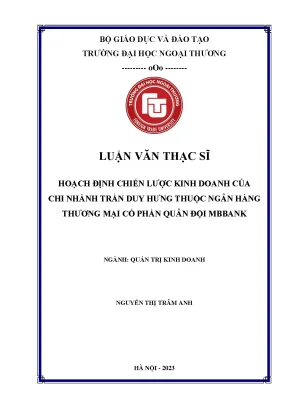 Chiến Lược Kinh Doanh Tại Ngân Hàng MBBank Chi Nhánh