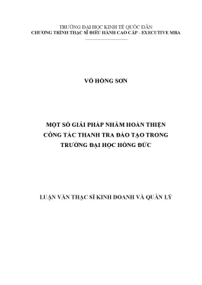 Giải Pháp Hoàn Thiện Công Tác Thanh Tra Đào Tạo Tại 