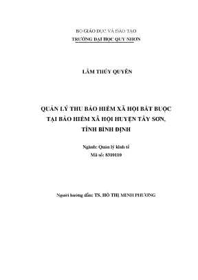 Quản Lý Thu Bảo Hiểm Xã Hội Bắt Buộc Tại Huyện Tây Sơn,