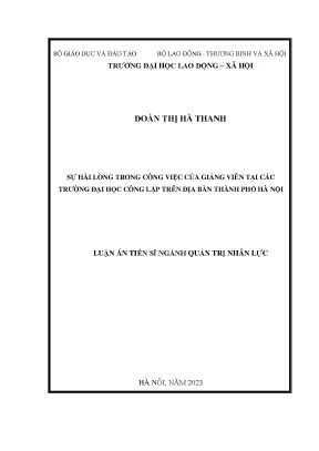 Nghiên Cứu Sự Hài Lòng Trong Công Việc Của Giảng Viên