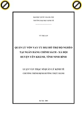 Quản Lý Vốn Vay Ƣu Đãi Hỗ Trợ Hộ Nghèo Tại Ngân Hàng