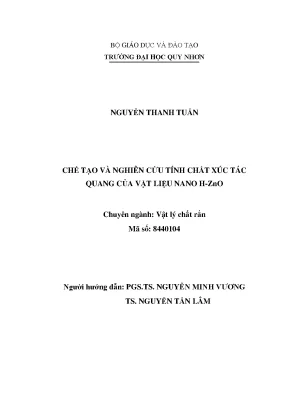 Nghiên Cứu Tính Chất Xúc Tác Quang Của Vật Liệu Nano
