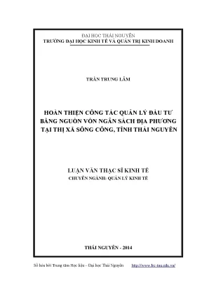Cải Thiện Quản Lý Đầu Tư Ngân Sách Tại Thị Xã Sông Công