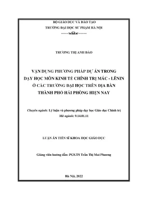 Vận Dụng Phương Pháp Dự Án Trong Dạy Học Kinh Tế Chính