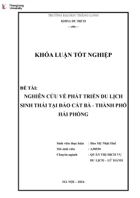 Nghiên Cứu Phát Triển Du Lịch Sinh Thái Tại Đảo Cát Bà