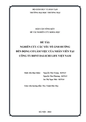Nghiên Cứu Động Cơ Làm Việc Của Nhân Viên Tại Dai-ichi