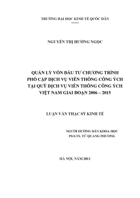 Quản Lý Vốn Đầu Tư Dịch Vụ Viễn Thông Công Ích Tại Việt