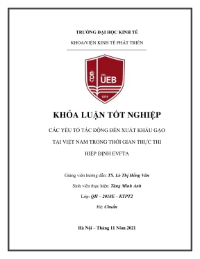 Tác Động Của Hiệp Định EVFTA Đến Xuất Khẩu Gạo Tại Việt Nam