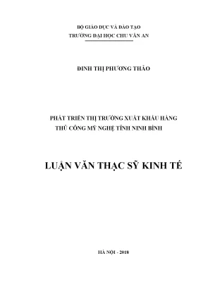 Phát Triển Thị Trường Xuất Khẩu Hàng Thủ Công Mỹ Nghệ 