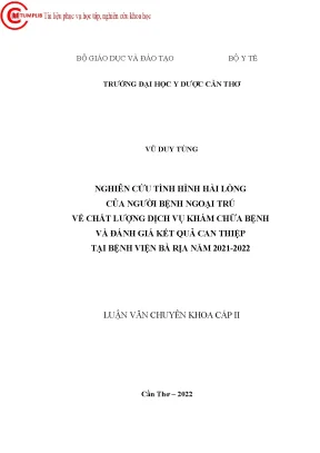 Nghiên Cứu Sự Hài Lòng Của Người Bệnh Ngoại Trú Tại Bệnh