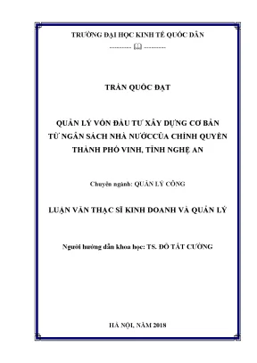 Quản lý vốn đầu tư xây dựng cơ bản từ ngân sách nhà nước của chính quyền thành phố vinh tỉnh nghệ an