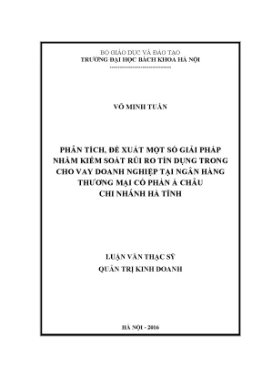 Giải Pháp Kiểm Soát Rủi Ro Tín Dụng Trong Cho Vay Doanh