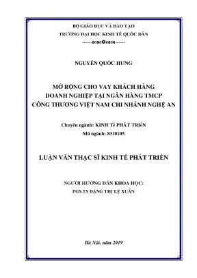 Mở Rộng Cho Vay Doanh Nghiệp Tại Vietinbank Nghệ An