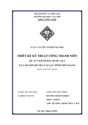 Thiết Kế Kỹ Thuật Cống Thanh Niên Dự Án 5 Kênh Bắc Quốc Lộ 1