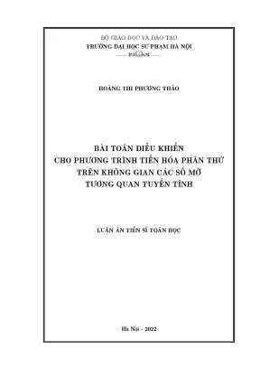 Bài Toán Điều Khiển Trong Phương Trình Tiến Hóa Phân Thứ 