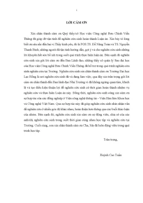Lời Cảm Ơn và Cam Đoan trong Luận Án Tiến Sĩ của Huỳnh