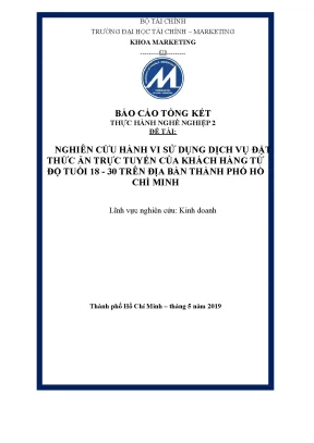 Nghiên Cứu Hành Vi Sử Dụng Dịch Vụ Đặt Thức Ăn Trực