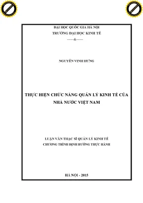 Chức Năng Quản Lý Kinh Tế Của Nhà Nước Việt Nam: Nghiên