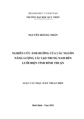 Nghiên Cứu Ảnh Hưởng Của Nguồn Năng Lượng Tái Tạo Đến