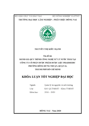 Đánh Giá Quy Trình Công Nghệ Xử Lý Nước Thải Tại Công Ty