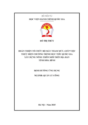 Hoàn thiện tổ chức bộ máy tham mưu thực hiện chương