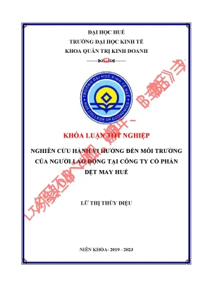 Nghiên Cứu Hành Vi Bảo Vệ Môi Trường Của Người Lao Động