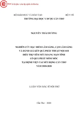 Nghiên Cứu Kết Quả Phẫu Thuật Nội Soi Điều Trị Viêm Mũi
