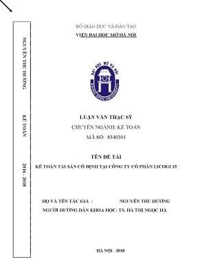 Kế Toán Tài Sản Cố Định Tại Công Ty Cổ Phần Licogi 15: