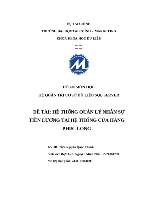 Hệ Thống Quản Lý Nhân Sự Tiền Lương Tại Cửa Hàng Phúc Long