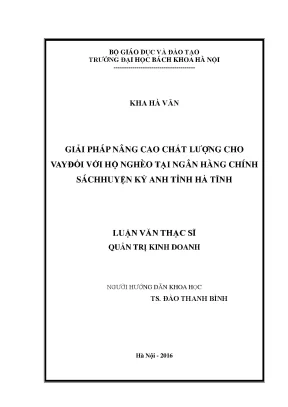 Giải Pháp Nâng Cao Chất Lượng Cho Vay Đối Với Hộ Nghèo