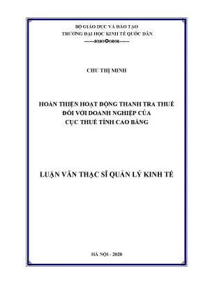 Hoàn thiện hoạt động thanh tra thuế tại doanh nghiệp