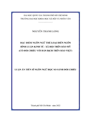 Nghiên Cứu Đặc Điểm Ngôn Ngữ Thể Loại Diễn Ngôn Bình