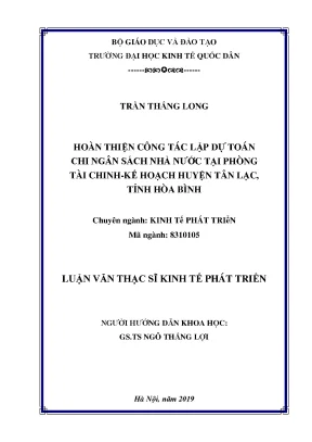 Hoàn thiện công tác lập dự toán chi ngân sách nhà nước 