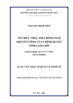 Tổ Chức Thực Thi Chính Sách Khuyến Công Tại Tỉnh Lạng Sơn