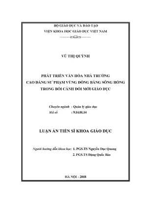 Phát Triển Văn Hóa Trường Cao Đẳng Sư Phạm Vùng Đồng 