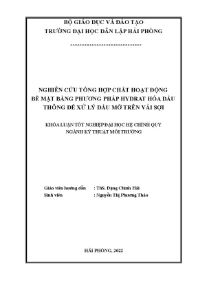 Nghiên Cứu Chất Hoạt Động Bề Mặt Từ Dầu Thông Để Xử Lý