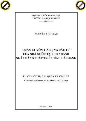 Quản Lý Vốn Tín Dụng Đầu Tư Của Nhà Nước Tại Ngân Hàng